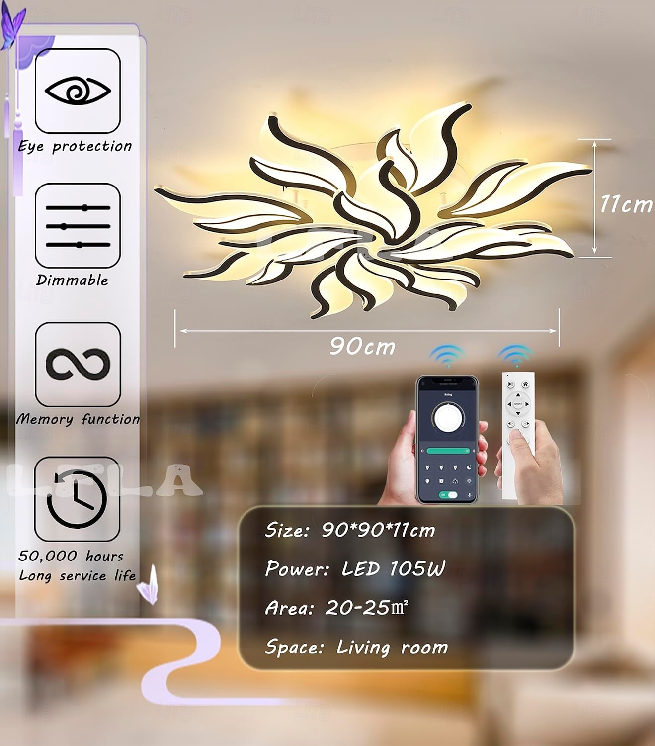 3-luz 5-luz 60/68/78/90/100 cm Regulável Design de Cluster Luzes de Tecto Metal Acrílico Multi Camadas Estilo Artístico Estilo Moderno Acabamentos Pintados Preto LED Moderno 110-120V 220-240V de 2026 por $292.19 –P1