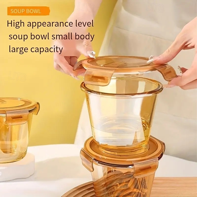 Multifunction Microwave Safe Glass Lunch Box with Lid – Perfect for Office Employees, Keeps Food Fresh and Warm, Ideal for Soup, Fruit, and More 2025 - $15.99 –P6