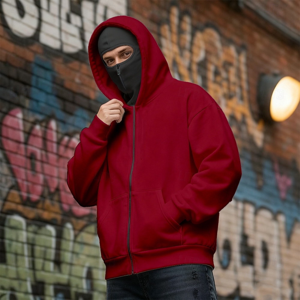 Męskie Rozpinana bluza z kapturem Bluza z zamkiem Bluza z zamkiem błyskawicznym Biały Kaptur Równina Multi Pocket Kieszenie na zamek Codzienny Sport i turystyka Święto Poliester Moda miejska Codzienny 2026 - $25.99 –P10