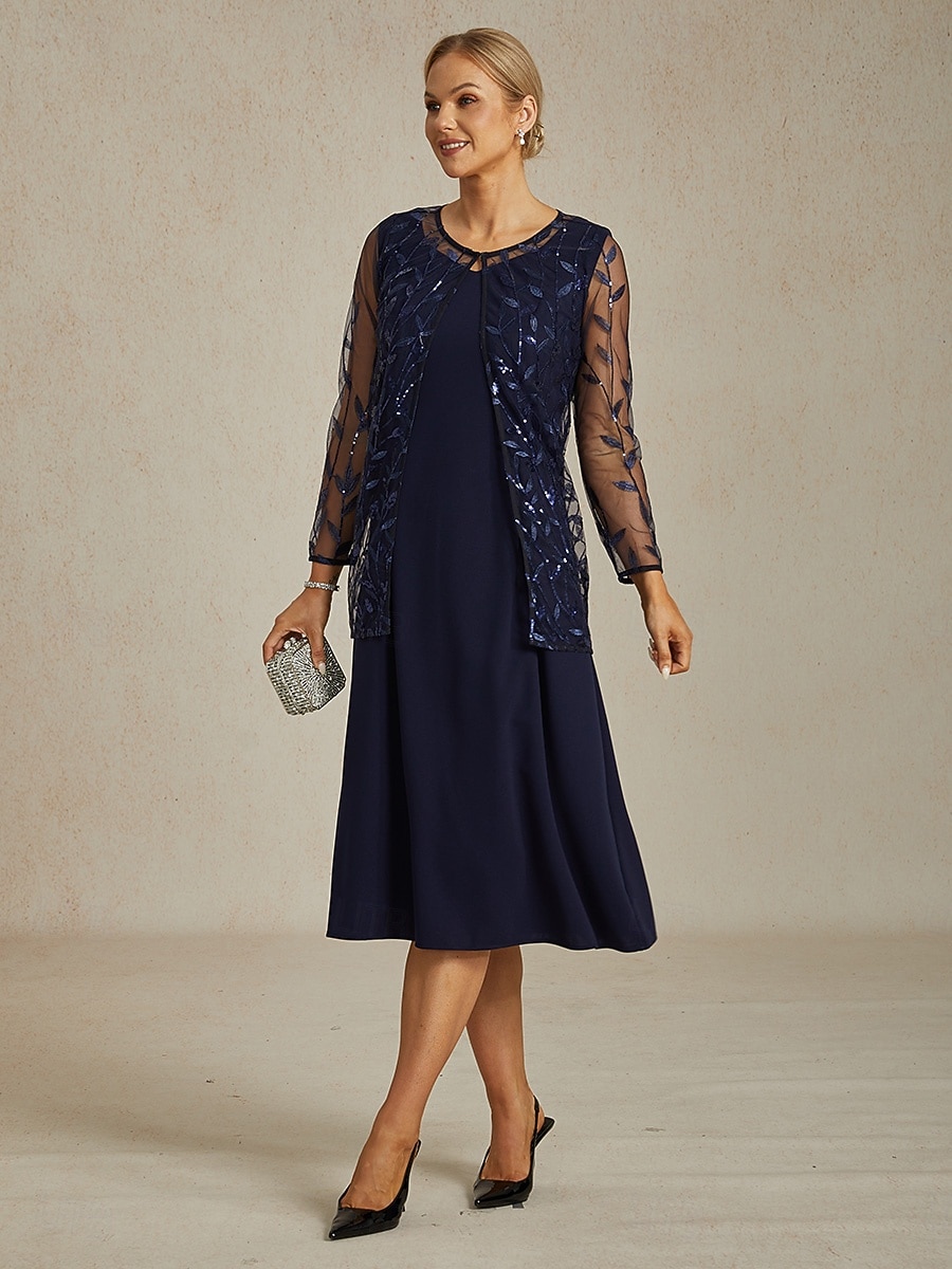 Dámské Oblečené topy Krajkové topy Flitry Květinový Elegantní stylové Základní Dlouhý rukáv Tričkový Dlouhé topy Svatební host Párty večerní šaty Poloformální Námořnická modř Jaro Podzim Zima 2026 - $62.99 –P7