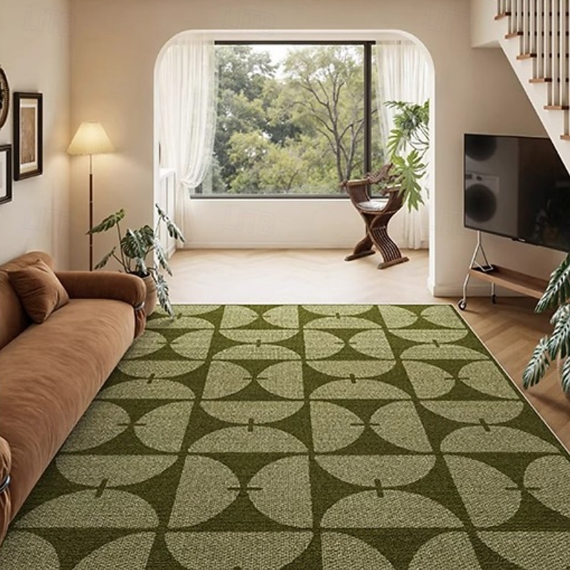 Tapete vintage verde francês, tapete luxuoso para sala de estar, tapete elegante para cabeceira de quarto, tapete grande resistente a manchas e fácil de limpar de 2026 por $107.99 –P7