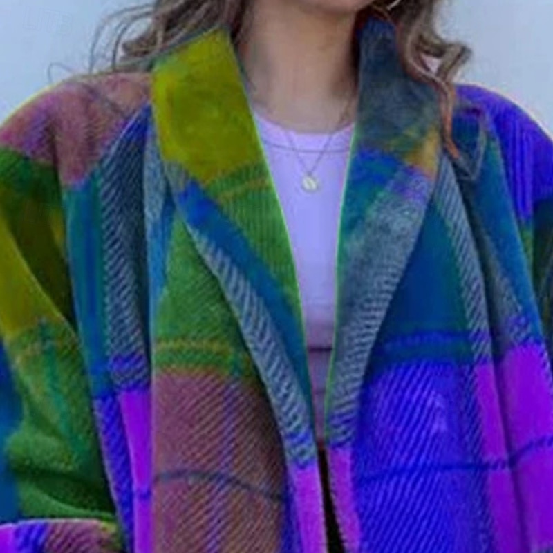 Dame Uformell jakke Bekvem Pustende Lomme Knapper Fritid Fargeblokk Feriereise Gate Avslappet Dagligdagstøy Enkeltkneppet Lang Aftæpning Løstsittende Langermet Yttertøy Gul Burgunder Grønn Vår Høst 2025 - $47.99 –P5