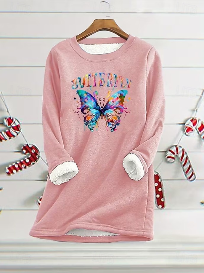 Naisten Pullover-huppari Kuvitettu Kirjain Lämmin Vapaa-aika Sumea Pitkähihainen Tiukka pyöreä kaula-aukko Pyöreä kaula-aukko Tavalliset topit Katu Kausaliteetti Vaalea vaaleanpunainen Musta 2025 - $25.99 –P5