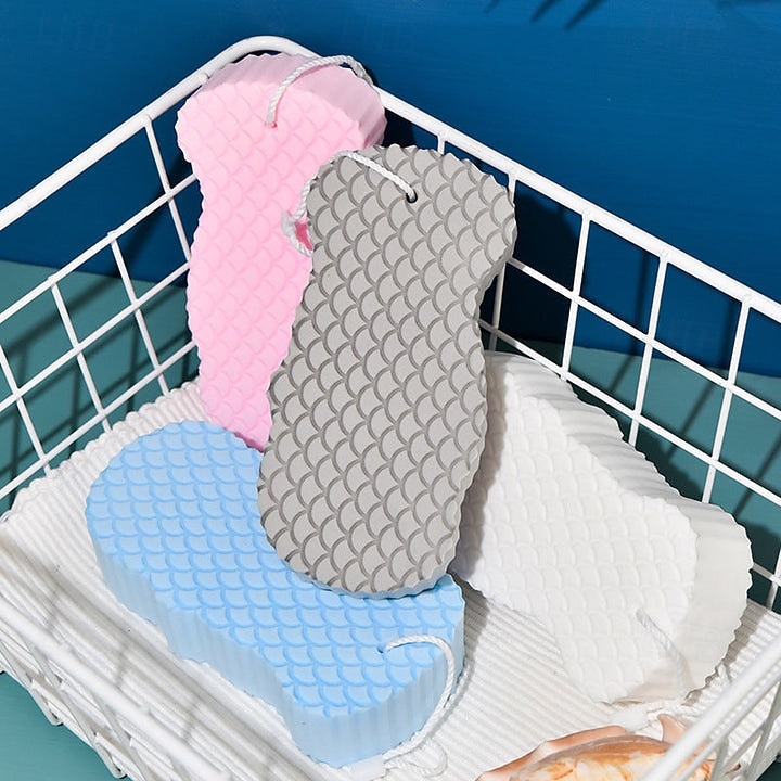 4-pack superzachte exfoliërende badspons – hypoallergene 3D-lichaamsscrubber, TPR-materiaal, handmatige dieptereiniging &huidverzachtend, roze/blauw/wit/grijs 2026 - $11.99 –P1