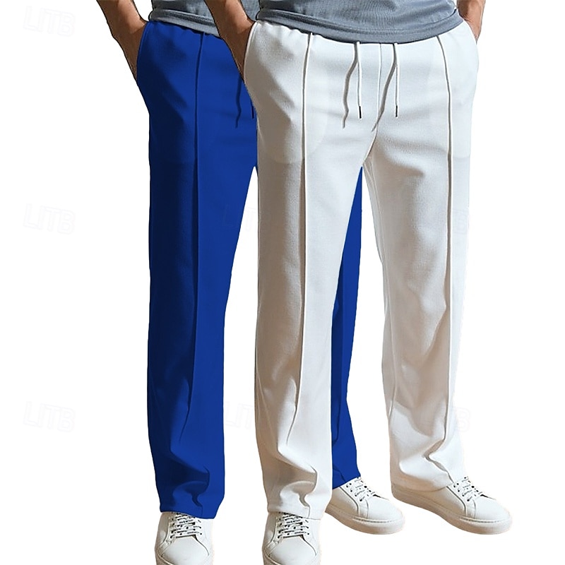 Men's Sweatpants Joggers Trousers Baggy Pants Straight Leg Sweatpants Drawstring Elastic Waist Multi-pack Plain Comfort Breathable Full Length Outdoor Daily Going out Fashion Ethnic Style White+Khaki 2026 - $29.99 –P9