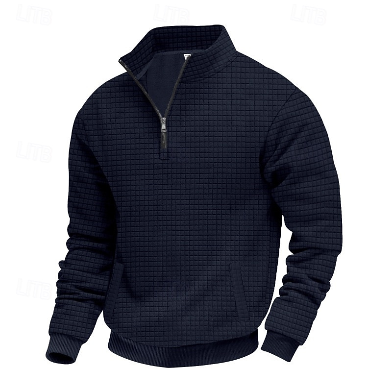 Per uomo Maglia Felpa a nido d'ape Felpa con cappuccio Maglione Felpa con zip corta Nero Bianco Blu marino Cachi Grigio chiaro Colletto Mao Semplice Patchwork Sport & Outdoor Casuale Quotidiano del 2025 a $23.99 –P3
