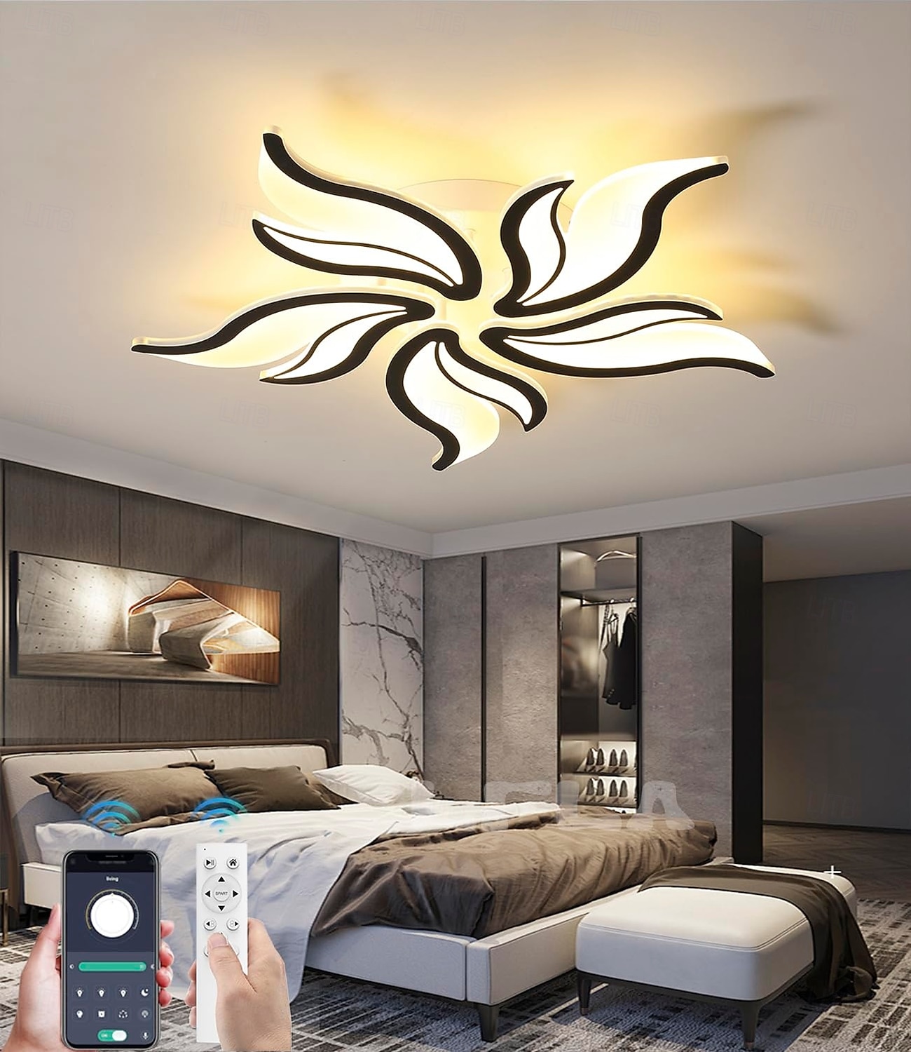 3-luz 5-luz 60/68/78/90/100 cm Regulável Design de Cluster Luzes de Tecto Metal Acrílico Multi Camadas Estilo Artístico Estilo Moderno Acabamentos Pintados Preto LED Moderno 110-120V 220-240V de 2026 por $292.19 –P7