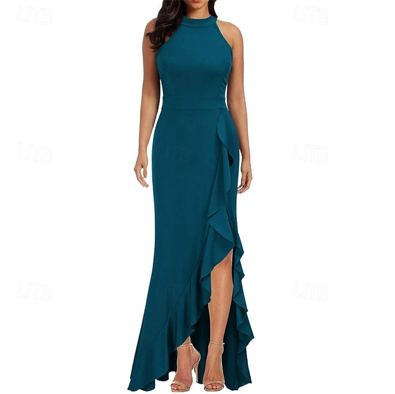 Damen Langes Kleid Maxikleid Partykleid Chiffon Chiffonkleid Elegant Mode Modern Outdoor Party Abendgesellschaft Normale Passform Einfach Ärmellos V Ausschnitt Schwarz Wein Rote Purpur Sommer 2025 - $31.99 –P1