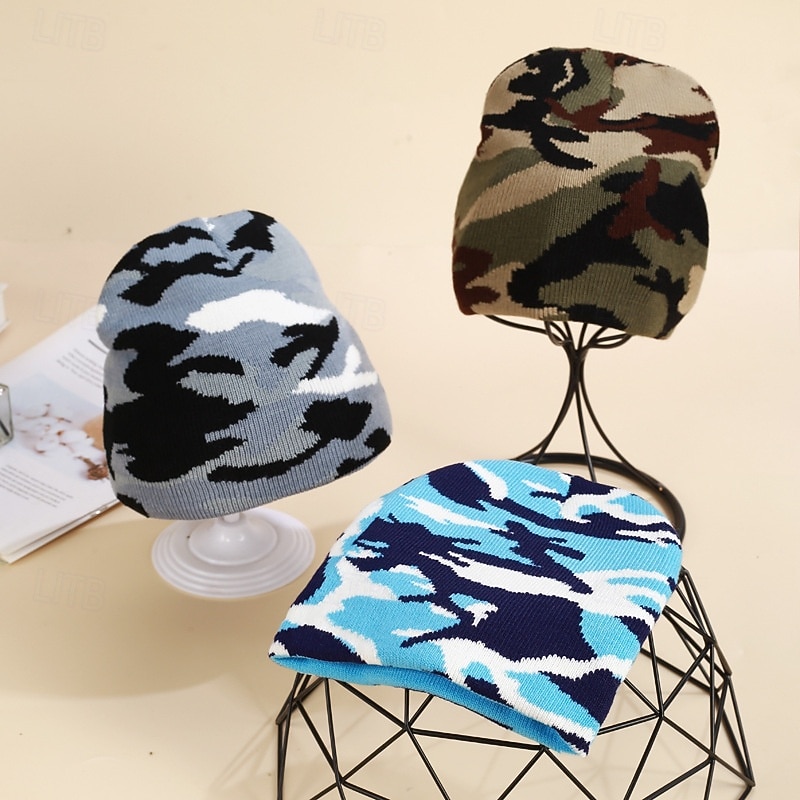 Voor heren Uniseks Muts Wintermutsen Beanies Gebreide muts Wintermuts blauw Leger Groen Katoen Jacquard Gebreid Knus Alledaagse kleding Uitgaan Camouflage Kleur Warm 2026 - $6.49 –P1