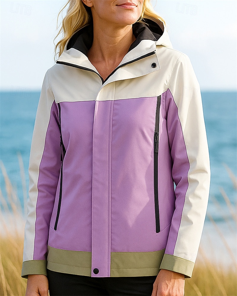 Women's Windbreaker Softshell Jacket Hiking Jacket Outdoor Waterproof Windproof Hiking Outfits Hiking Clothes Autumn / Fall Top Camping / Hiking / Caving Running Patchwork Black Yellow Army Green 2026 - $49.99 –P3