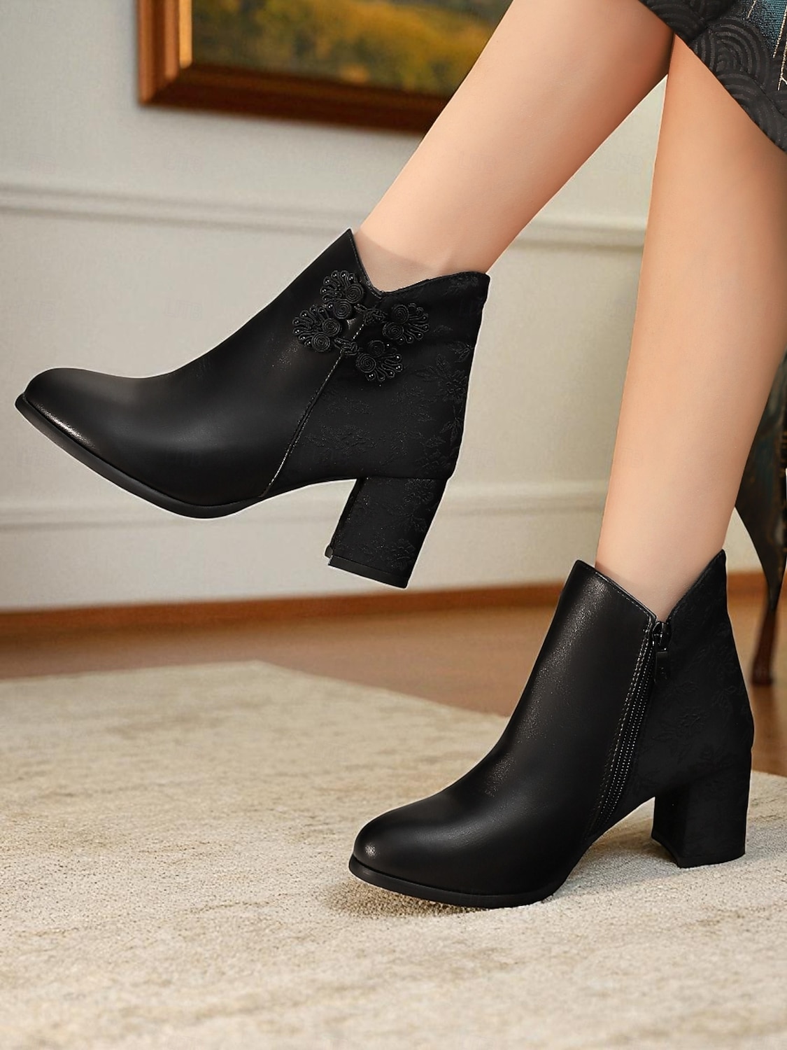 Weiße Damen-Stiefeletten aus Kunstleder mit Jacquard und Blockabsatz – stylische kurze Winterstiefeletten für Damen, ideal für Urlaubspartys, Outdoor-Bekleidung und lässigen Streetstyle 2026 - $59.99 –P2