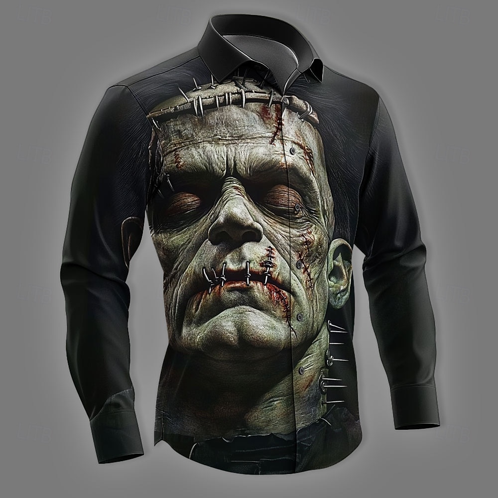 Herren Zombies Horror Hemd Knopfhemd Langarm Dunkler Gothic-Stil Ferien Streetwear Frühling Herbst Umlegekragen 3D-Druck Hemden mit Kragen Schwarz 1 Schwarz Schwarz 2 2026 - $27.99 –P1