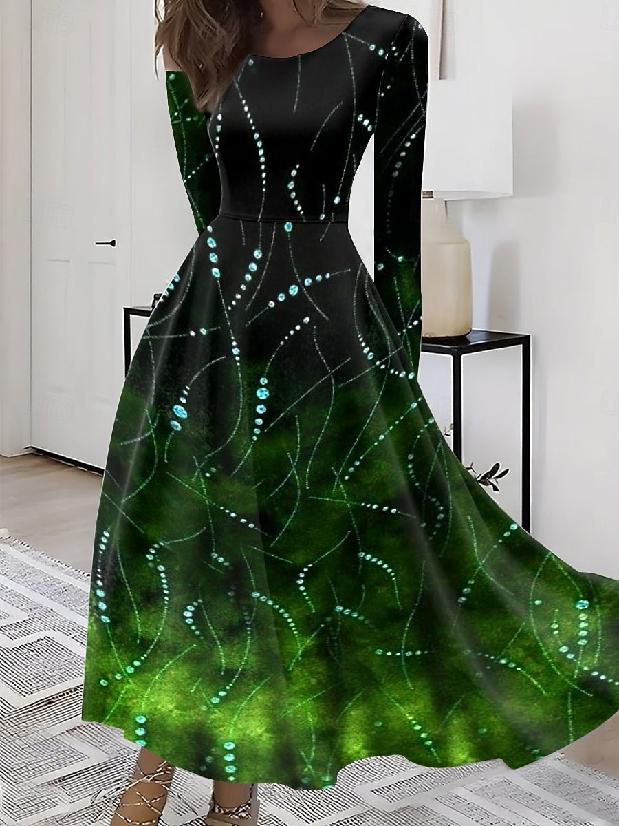 Damen Maxikleid A Linie Kleid Figurbetontes Kleid Urlaub Lässig Boho Party Täglich Ausgehen Normale Passform Ombre Grafik Geometrisch Langarm Rundhalsausschnitt Rote Purpur Grün Grau Sommer Frühling 2025 - $36.99 –P3
