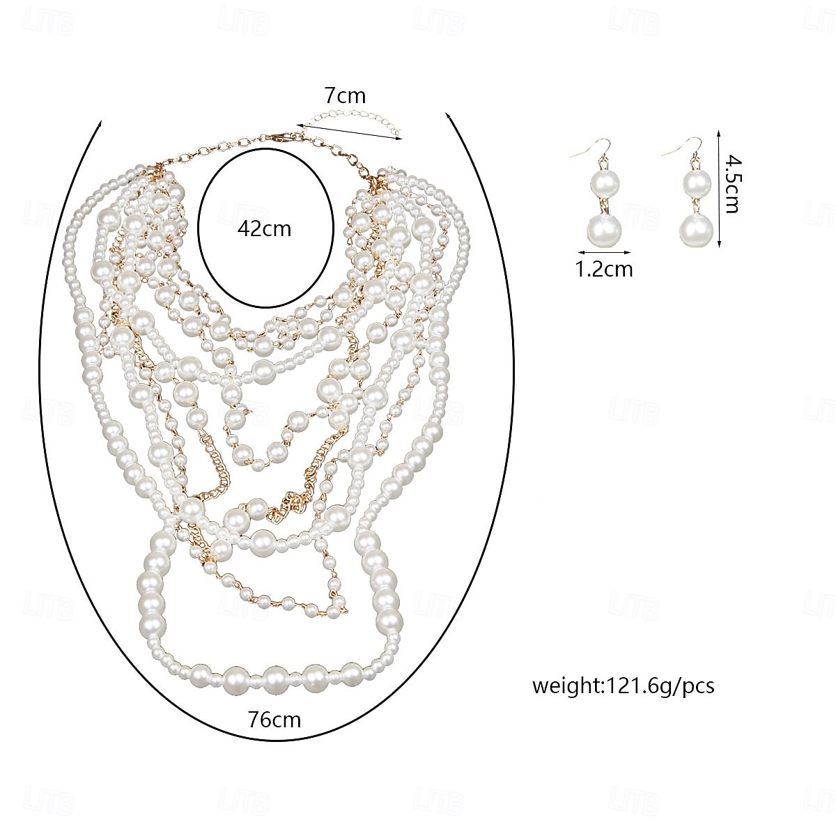 gelaagde parelketting voor dames &set oorbellen - vintage Gatsby-sieraden voor cocktailparty's en evenementen met een jaren 20-thema 2026 - $14.99 –P5