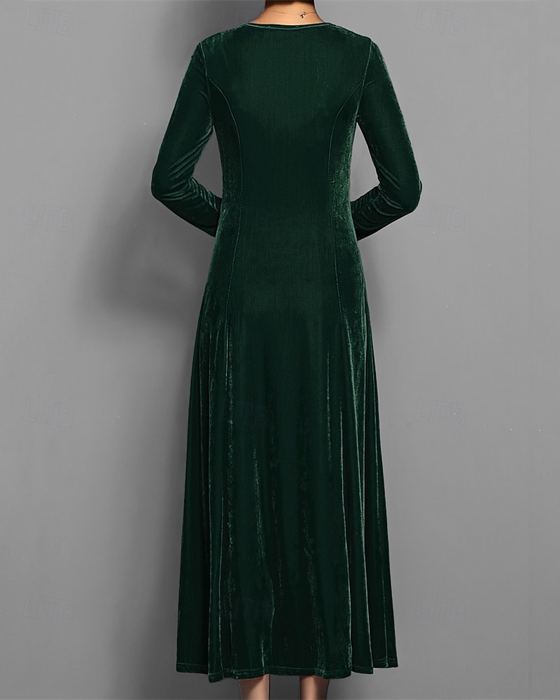 Femmes Robe Longue Maxi Robe Robe en Velours Robe Décontractée Robe de Cocktail Élégant Mode Moderne Quotidien Soirée Week-end Coupe régulière Uni Manche 3/4 Col ras du cou Noir Rouge Bleu Violet de 2025 ? $27.99 –P16