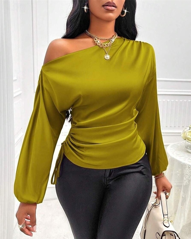 نسائي قميص أنيقة متأنق بقعة سهل أنيق كاجوال كم طويل جفاء قمصان عادية مناسب للبس اليومي مناسب للخارج غير المتماثلة أصفر وردي بلاشيهغ أحمر مشمشي الربيع الخريف 2025 - $23.99 –P2