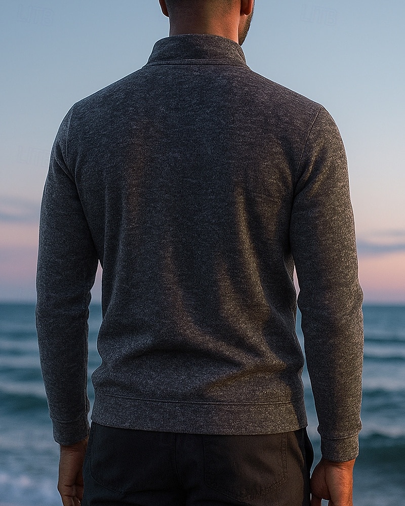 Per uomo cima dell'escursionismo Maglione con cerniera a un quarto Manica Lunga Collo alla coreana Maglietta Top Esterno Leggero Elastico Traspirante Inverno Zip a un quarto Poliestere Grigio scuro del 2025 a $7.49 –P2