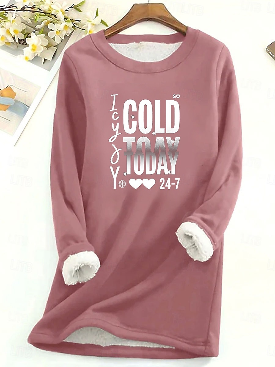 Femmes Pyjama sweat-shirt doublé polaire Sweatshirt Pull Pull Sweat-shirts Lettre Chaud Streetwear Occasionnel manche longue Col ras du cou Hauts Longs Maison Tenue Quotidienne Occasionnel Imprimé de 2025 ? $23.99 –P5