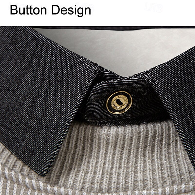 Men's Pullover Sweater Jumper Knit Sweater Ribbed Knit Regular Tops Knitted Fleece Plain Turndown Fashion Basic Vacation Daily Wear Clothing Apparel Winter Black Dark Gray S M L 2025 - $36.99 –P12