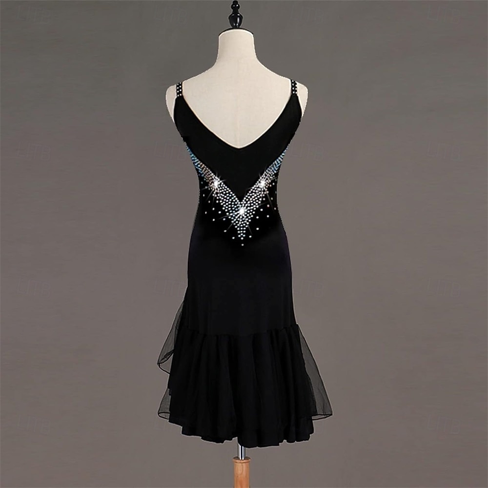 Damen Latein Rhythmus Salsa Gesellschaftstanz Kleid Wettkampfkostüm Wettbewerb Modern Walzer Cha Cha Kleid 2025 - $136.99 –P2