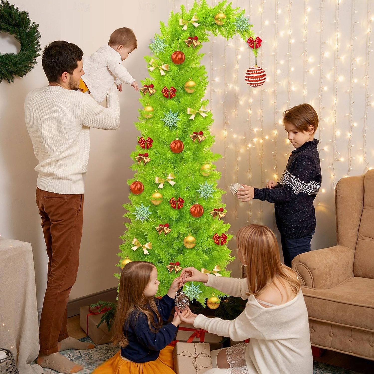 Whimsical Christmas Tree - 90/150cm Artificial Grinchs Christmas Tree with Lights - LED Lights/Stand - Perfect for Christmas Decorations Indoor/Party Decoration 2025 - $40.99 –P2