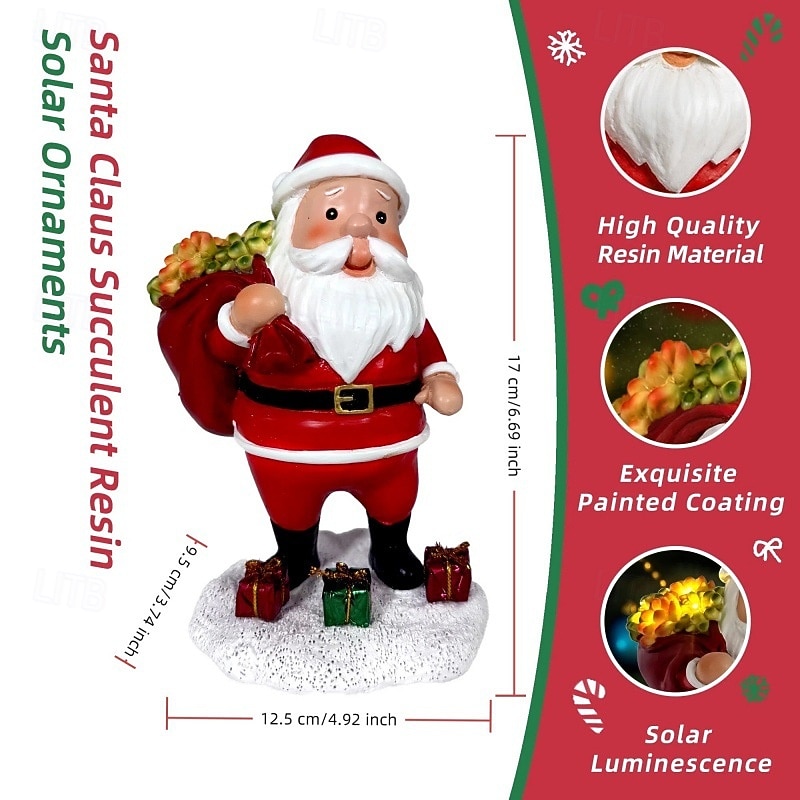 1 Pc 17CM/6.69Inch outdoor solar waterproof Christmas Santa Claus duvet bag LED luminous succulent decorative light holiday party indoor and outdoor desktop decoration light warm light 2025 - CAD $21.99 –P5