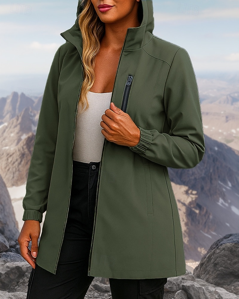 Damen Kapuzenjacke Windjacke Outdoorjacke Außen Wasserdicht Winddicht Wanderoutfits Wanderbekleidung Frühling Herbst Jacke Klettern Camping / Wandern / Höhlenforschung Einfarbig Schwarz Weiß Rosa 2026 - $53.99 –P5