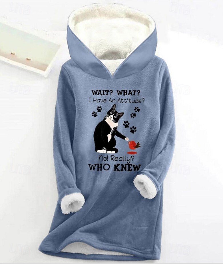 Mulheres Pulôver Moletom Com Capuz Gráfico Animal Letra Quente Casual Difusa Manga Longa Com Capuz Tops regulares Casual Esportes Imprimir Rosa Azul Cinzento Outono Inverno de 2025 por $27.99 –P2