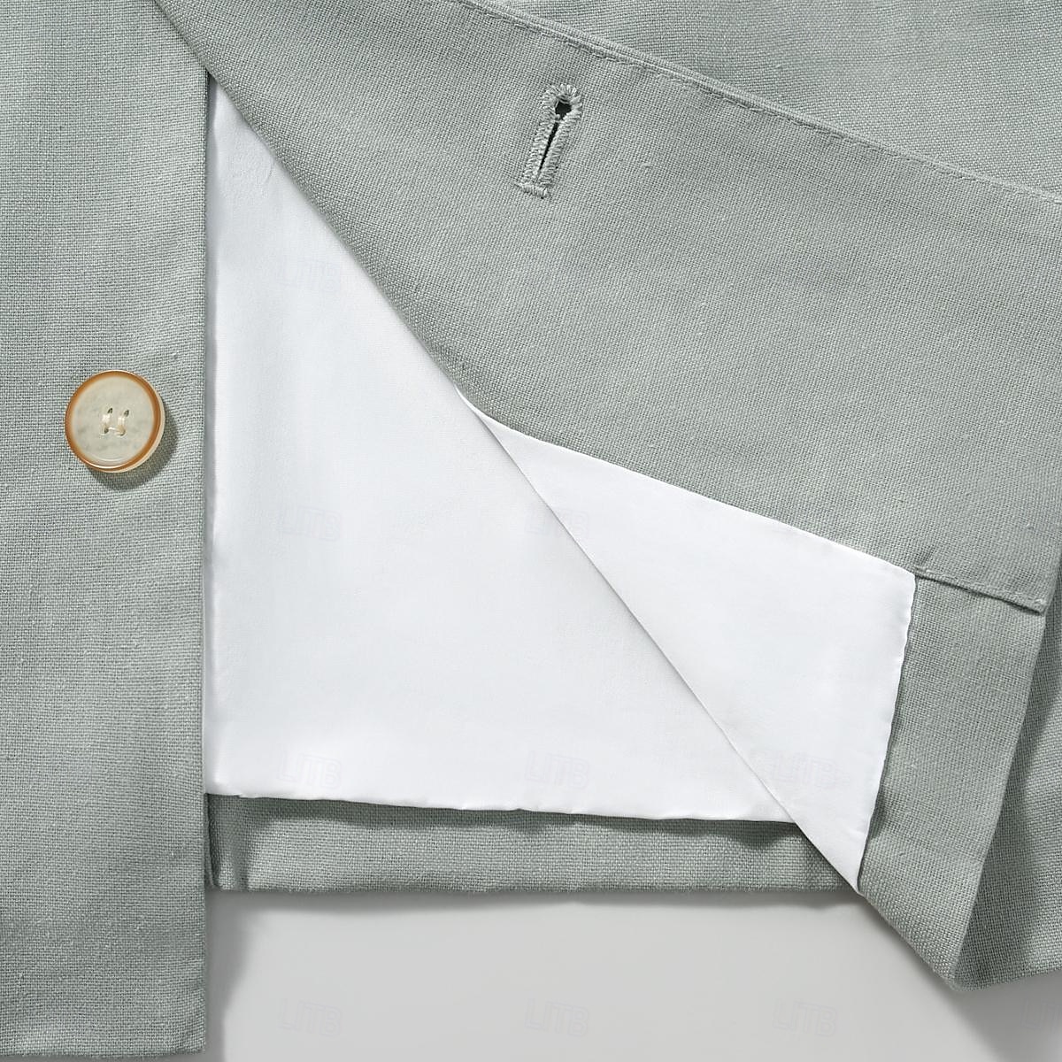 Per uomo Giacca di lino Formale Casa Bottoni Minimalista Primavera & Autunno Autunno Tutte le stagioni Tinta unica Attivo Vintage Colletto a Camicia Regolare Blu marino Verde Cachi Azzurro Giacca del 2026 a $91.99 –P6