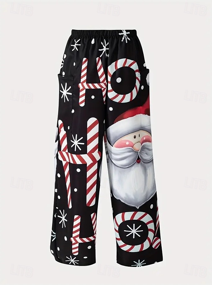 Per donna Gamba larga Chinos Essenziale Casual Lunghezza intera Vita AltaPantsNatale Grafico Babbo Natale Astratto Fascia Elastica Inelastico Formale Vacanza Streetwear Rosa chiaro Marrone scuro del 2025 a $36.99 –P11