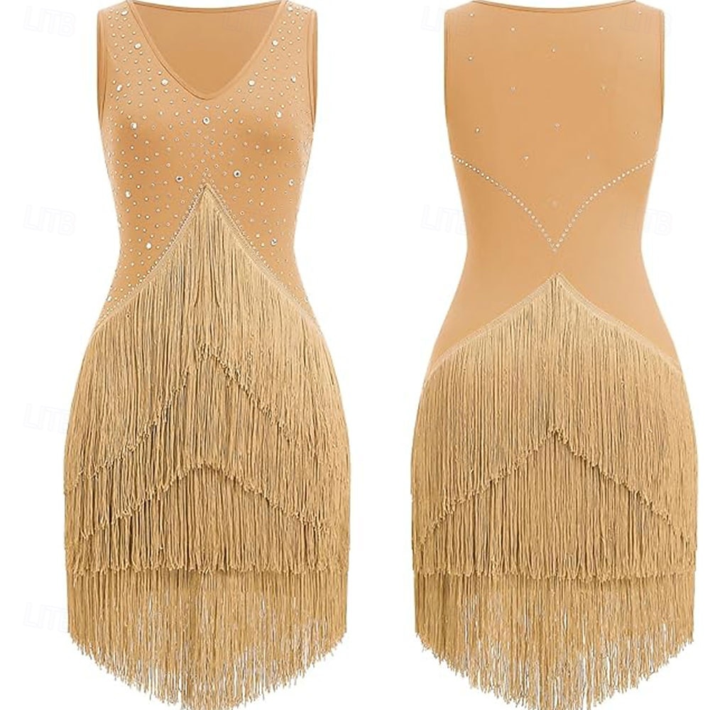 Rochie de dans latino cu ciucuri și strasuri pentru femei, costume de dans de sală pentru competiții, tango, salsa, rochii de dans flapper 2025 - $126.99 –P3