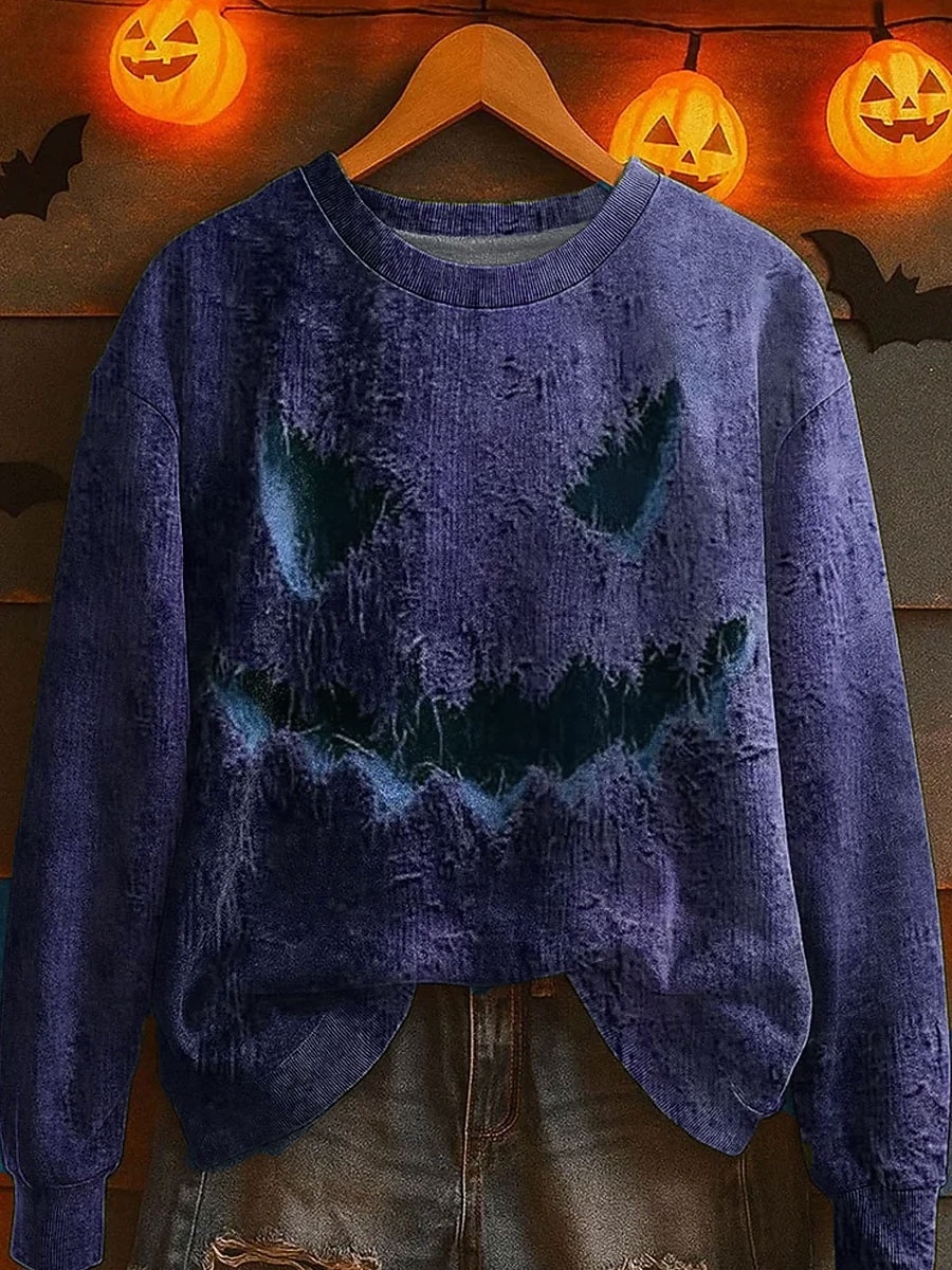 Halloween Kvinners Pullover Monster Grafikk Casual Langermet Crew Neck Regular Topper Gate Dagligbruk Casual Print Lilla Grønn Khaki Grå Høst Vinter 2025 - $25.99 –P2