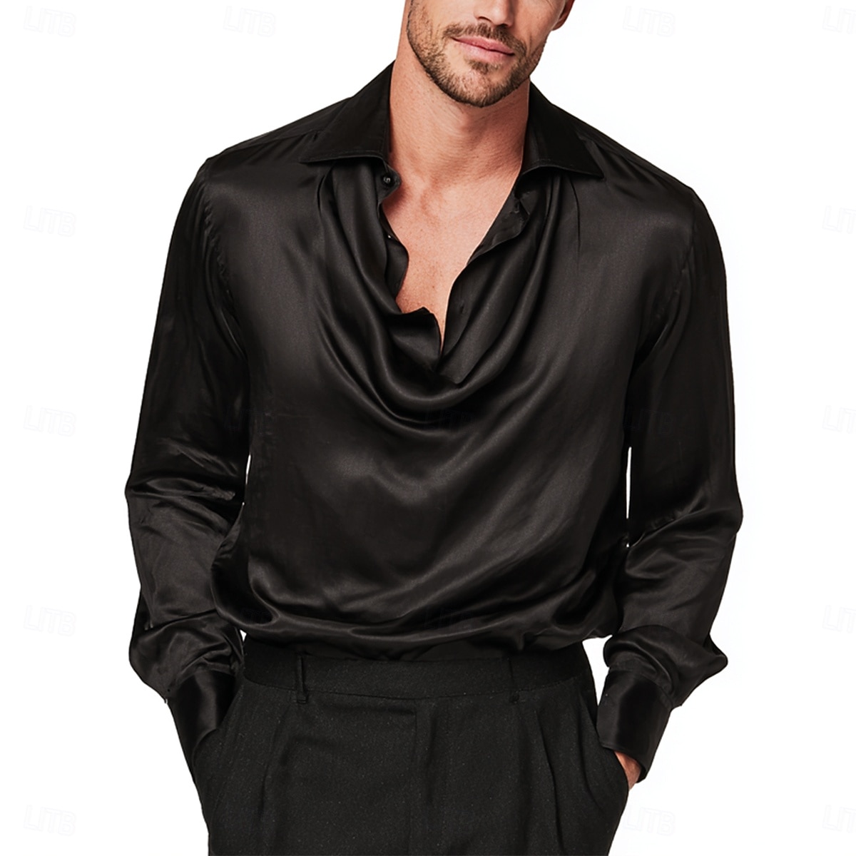 Per uomo Camicia Camicia in raso Camicia elegante Camicia casual Camicia con Bottoni Camicia da Ballo Semplice Formale Matrimonio Nero Bianco Vino Blu marino Manica Lunga Scollo a Cascata Tutte le del 2025 a $23.99 –P2