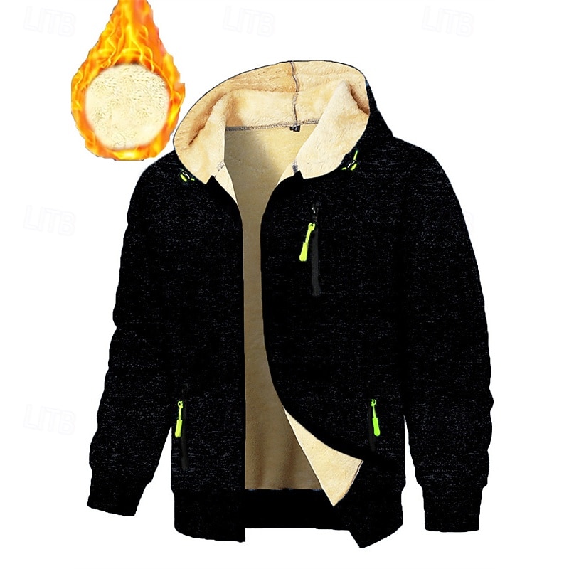 Voor heren Trui met capuchon Hoodie met volledige rits Sherpa Fleece Hoodie Spijkerbroekblauw Zwart Marineblauw Donkergrijs Capuchon Effen Lapwerk Sport & Outdoor Dagelijks Feestdagen Polyester 2026 - $28.99 –P10