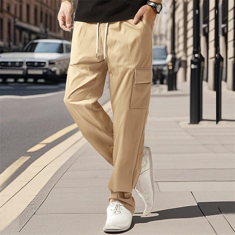 Herren Cargo-Hosen Hose Kordelzug Elastischer Bund Mehrere Taschen Einfach tragbar Outdoor Täglich Campen und Wandern Mode Klassisch Schwarz Weiß 2026 - $18.99 –P9