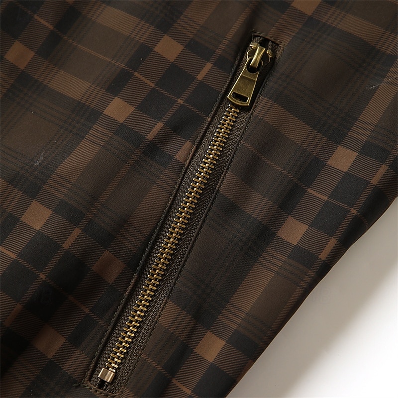 Per uomo Giubbotto bomber Giacca Casual Vacanza Quotidiano Caldo Tasca Autunno Inverno Plaid Moda Classico Collo alla coreana Regolare Verde scuro Verde militare Giacca del 2026 a $48.99 –P9