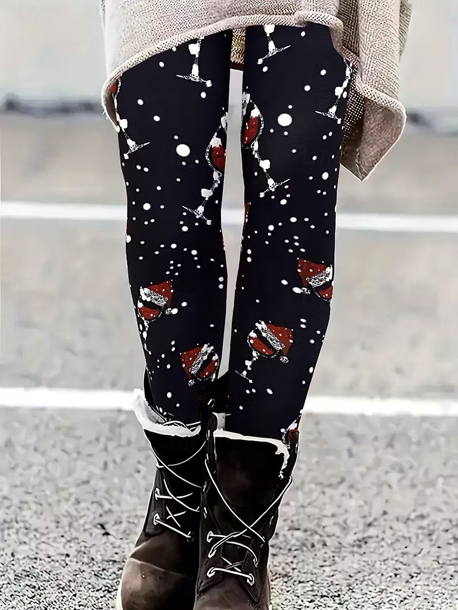 Femmes Leggings Vacances ancien Mode Longueur complète Taille hautePantsNoël Graphique Impression Chaleur Thermique Doux Respirant Élastique Formel Extérieur Vacances Noir Été Printemps Automne Hiver de 2025 ? $26.99 –P1