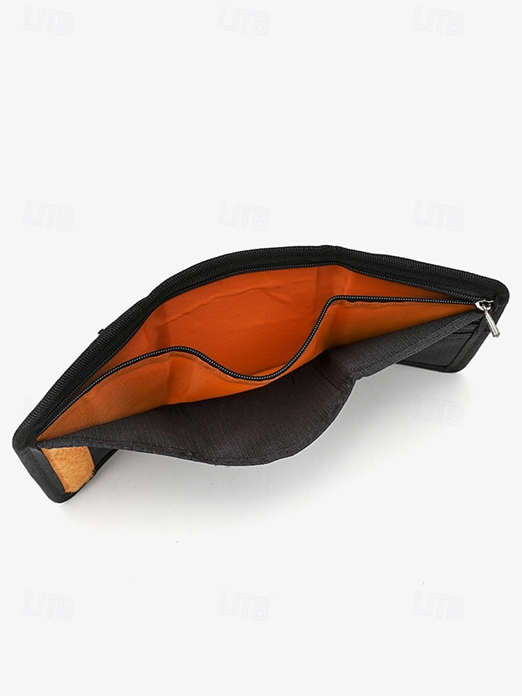 Drievoudige canvas herenportemonnee met meerdere kaartvakken, ritsvak voor munten en klittenbandsluiting – casual lichtgewicht stijl voor studenten, buitenreizen en dagelijks gebruik 2026 - $14.99 –P6