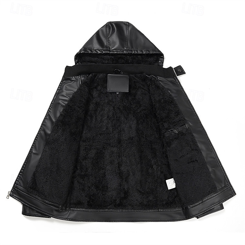 Per uomo Giacca in Ecopelle Giacca in Pile Giacca da Biker Giacca da Moto Vacanza Quotidiano Antivento Caldo Tasca Inverno Semplice Moda Classico Con Cappuccio Regolare Nero Giacca del 2026 a $93.99 –P6