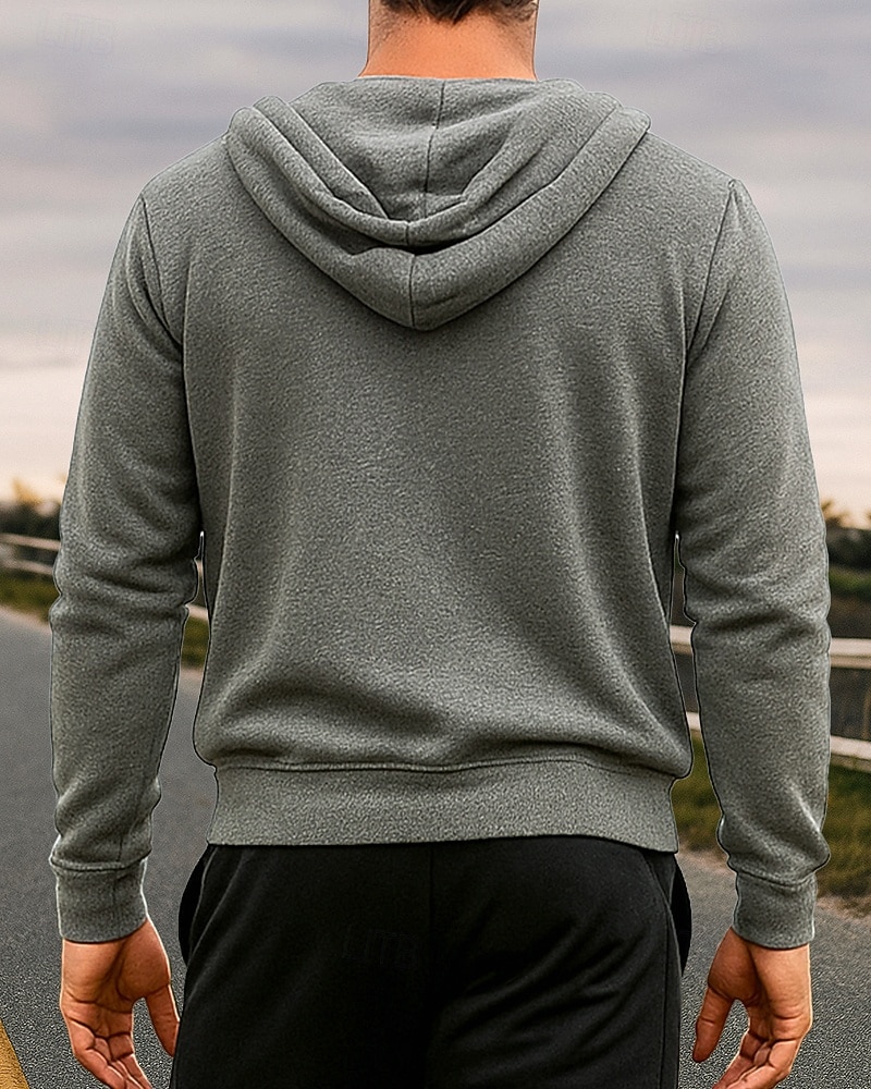 Homens Riscas Moletom com capuz Moletom com zíper Outono/Inverno Com Cordão Manga Longa Roupa Esportiva Quente Da Moda Equitação Corrida Viagem Férias Ioga Preto Branco Azul Roupa de esporte Roupas de 2026 por $26.99 –P2