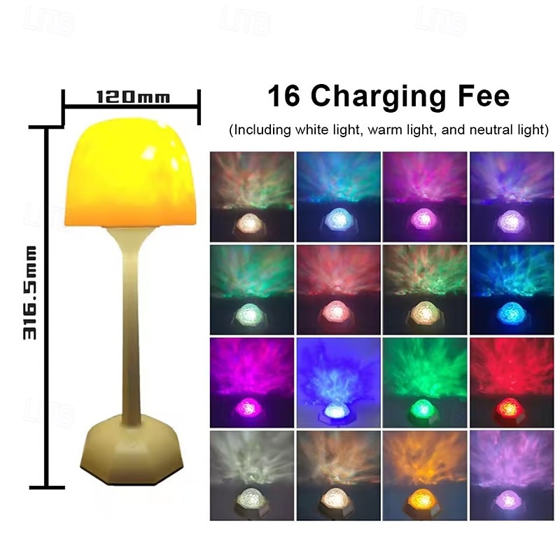 2025年 LEDウォーターリップル雰囲気ライト、ハイフットオーシャンウェーブプロジェクターランプ、充電式調光タッチデスクランプ、ロマンチックなデスクランプ  コレクション – $25.99 –P13