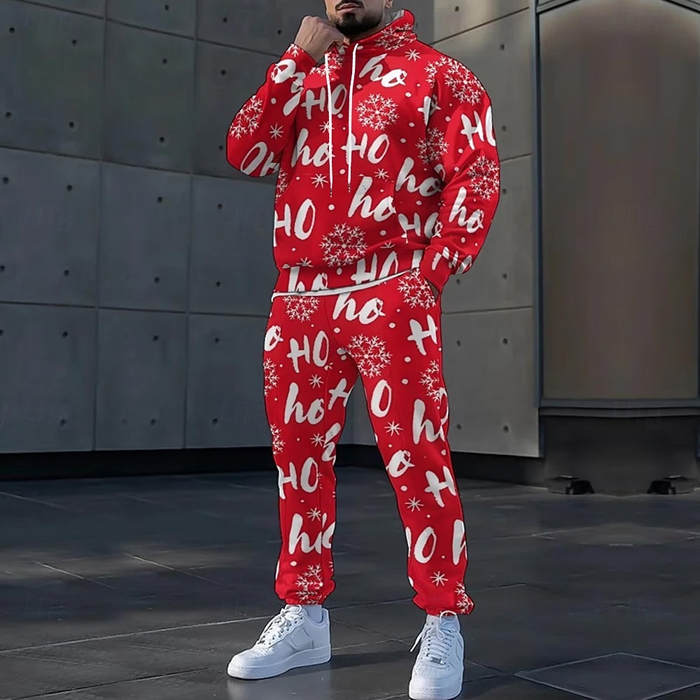 Navidad Hombre Cada Copos de nieve 2 piezas Conjuntos de sudaderas 3D Chándal Sudadera con capucha Manga Larga Pantalones largos Con Capucha Casual / Diario Ropa Deportiva Diario Festivos Impresión 3D 2025 - $46.99 –P2