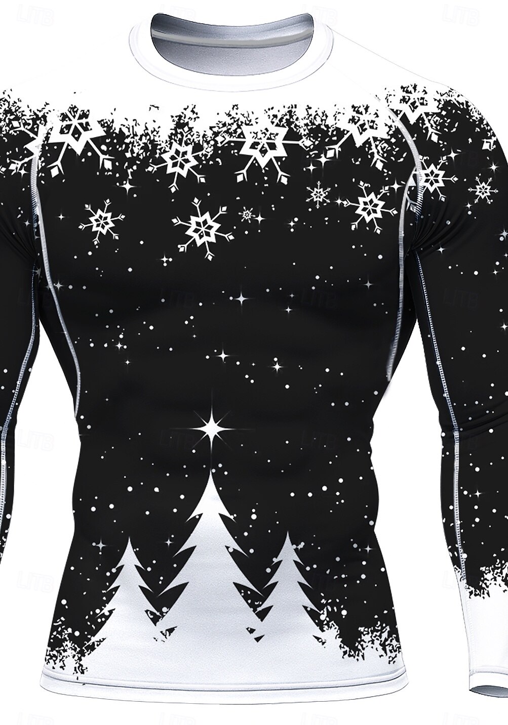 Новогодняя тематика Муж. Универсальные Футболка для бега Спортивная рубашка Фитнес-рубашка Рубашка тренировки Беговой верх Длинный рукав Футболка Футболка UPF 50 2025 - $22.99 –P3