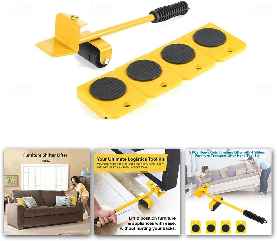 Nagy teherbírású bútoremelő 4 csúszkával, görgős mozgató eszközökkel kanapé hűtőszekrényhez, max. 150 kg / 330 font, könnyen átalakítható és átrendezhető a lakótér (sárga) 2026 - $20.99 –P2