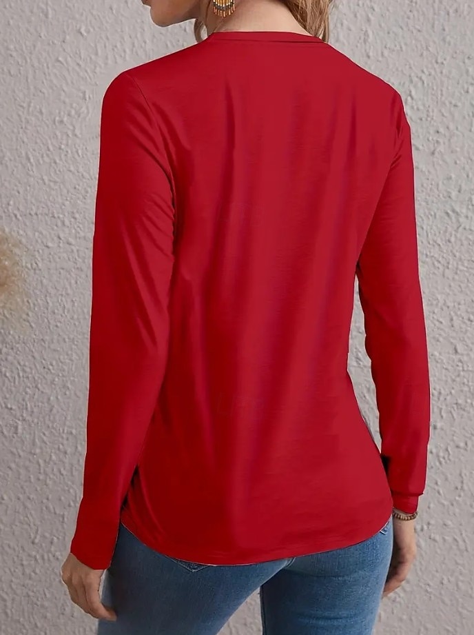 Noël Femmes T-shirt Graphique Lettre Croix ancien Mode Élégant manche longue Col ras du cou Col rond Hauts Réguliers Quotidien Week-end Imprimé Noir Jaune Rouge Bleu Printemps Automne Hiver de 2025 ? $26.99 –P2