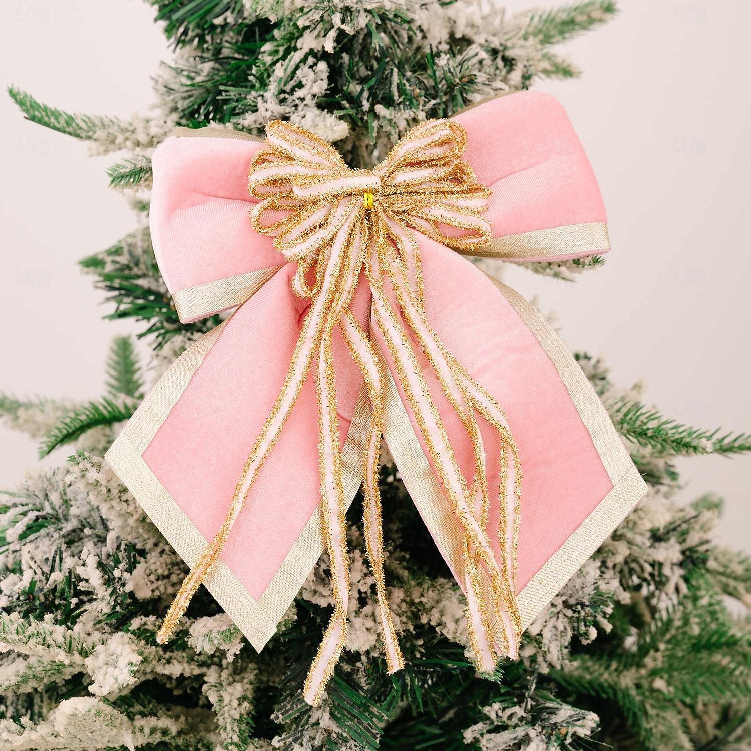 קישוטי קשת לחג המולד, קשתות קטיפה גדולות ומפוארות עם גימור זהב לקישוט עץ חג המולד, קישוטי חג המולד פנימיים וחיצוניים 2025 - $9.99 –P8