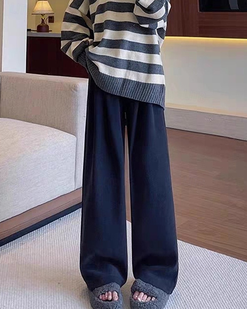Per donna Pantaloni in Pile Gamba larga Pantaloni Moda Streetwear Lunghezza intera Vita Alta Semplice Elastico in vita Lavorato a maglia Caldo Confortevole Micro-elastico Streetwear Abbigliamento del 2025 a $27.99 –P9