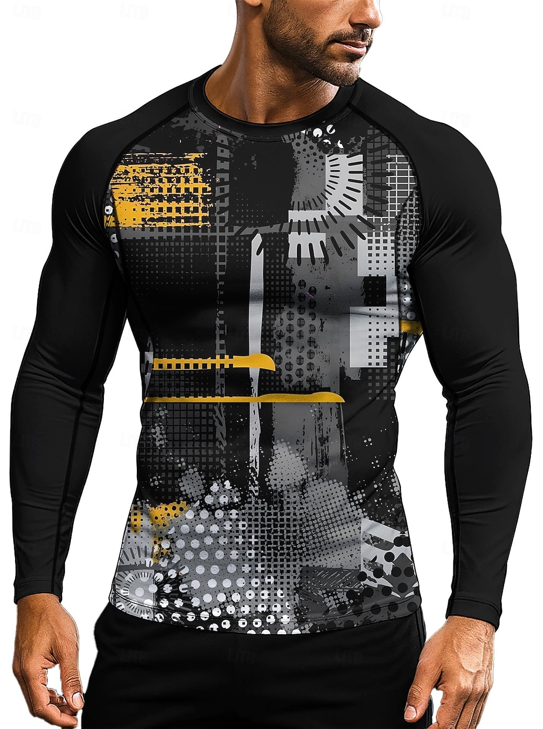 Hombre Geométrico A Rayas Rayas Abstracto Camiseta Running Camisa atlética Camisa de gimnasia Camisa de fitness Camisa de entrenamiento Verano Primavera Otoño Invierno Manga Larga UPF 50 Resistente a 2026 - $20.99 –P3