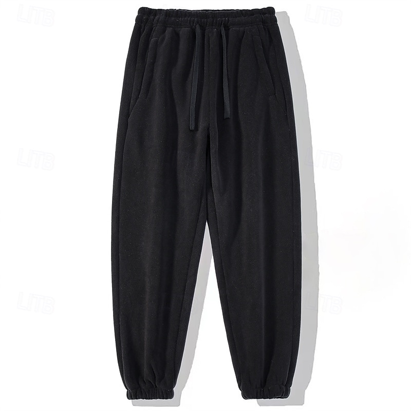 Herren Jogginghose Fleecehose Hose Winterhose Kordelzug Tasche Elastischer Bund Einfach Komfort Warm Sport im Freien Täglich Mode Lässig Schwarz Khaki Mikroelastisch 2026 - $28.99 –P15