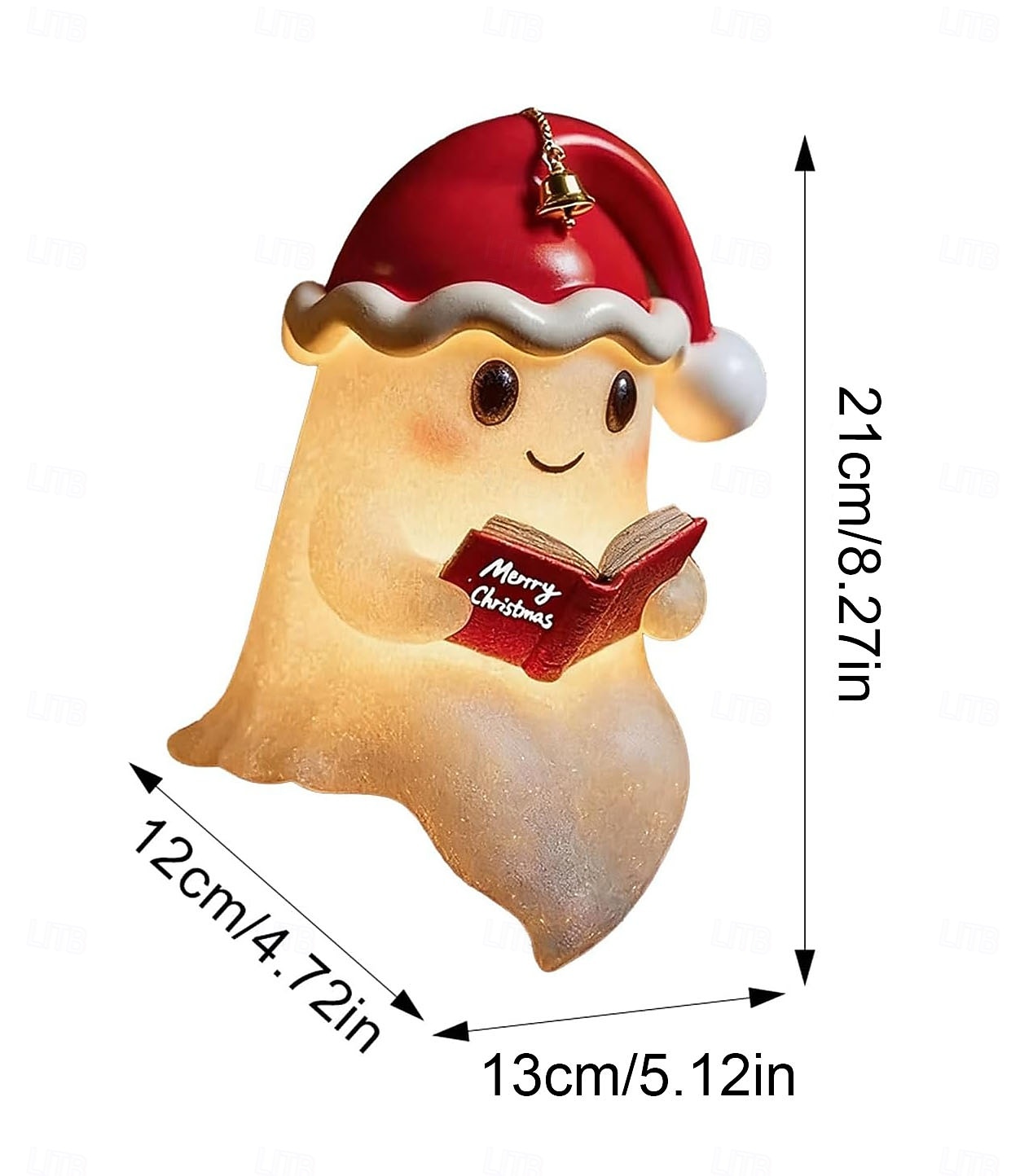 Лампа для чтения с привидением, рождественская шапка, маленькая лампа-призрак с книгой, 3D-ночник с привидением, милая рождественская гирлянда, ночник-статуя привидения, каминная полка для спальни, 2025 - $17.99 –P6